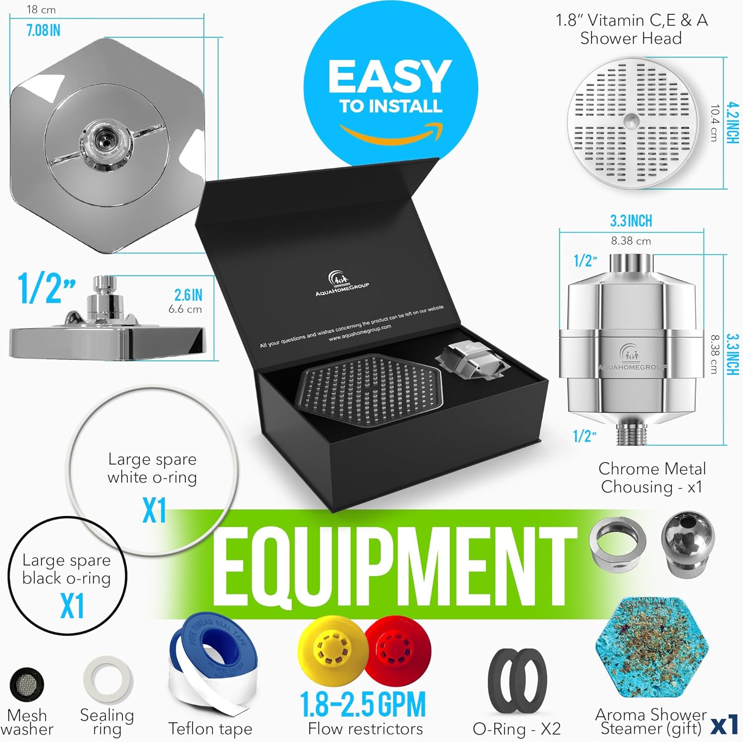 AquaHomeGroup Luxury Shower Head Filter Set