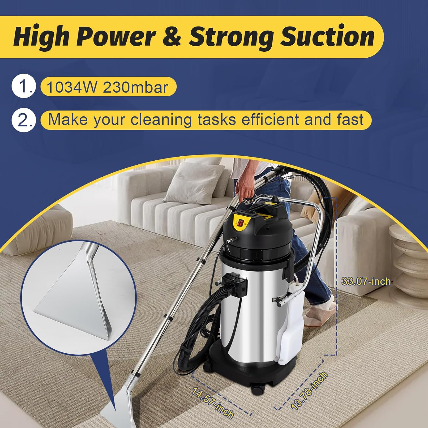 Commercial Carpet Cleaner 1000W 3 in 1 Wet Dry Portable
