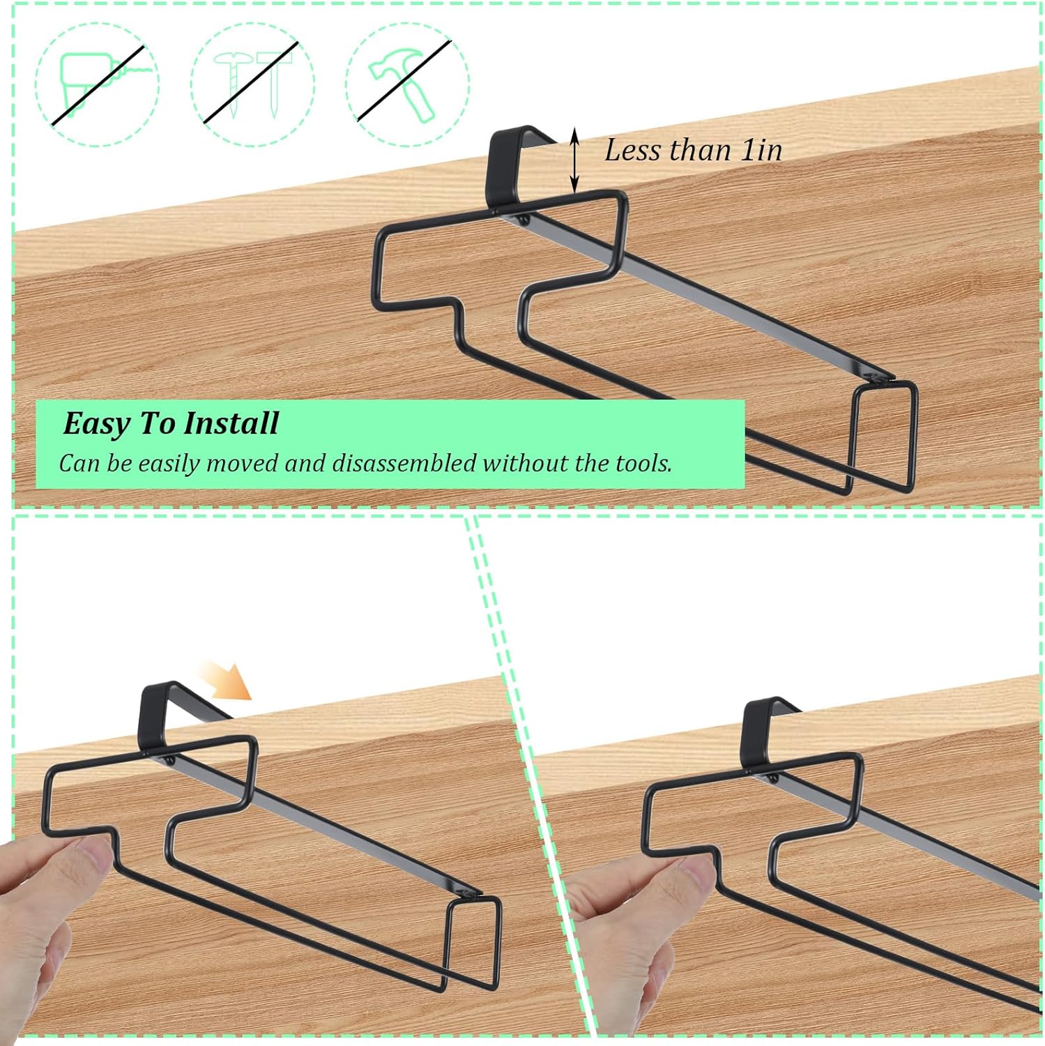 HOFURME 4 Pcs Wine Glass Holder Rack