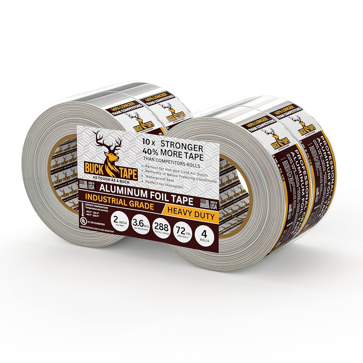 4 Pack Buck Aluminum Foil Tape 2 Inch x 216ft Heat Resistant 1