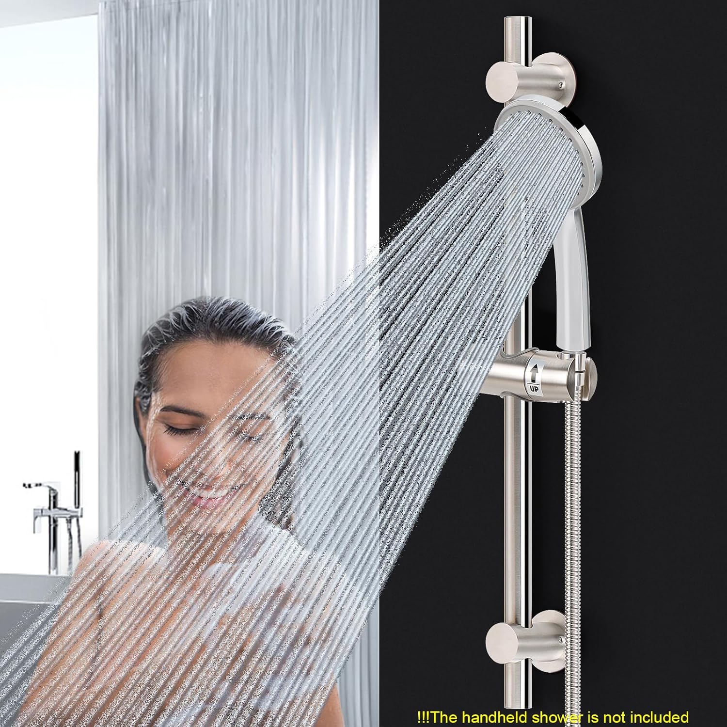 NearMoon Adjustable Shower Slide Bar with 24 Inch Length and Brushed Nickel Finish