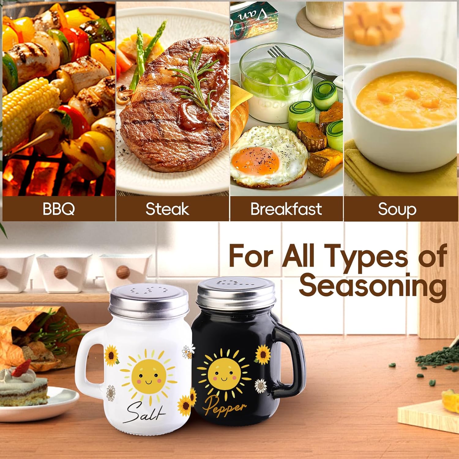 BSEROBS 2-Pack Sunflower Salt Pepper Shakers