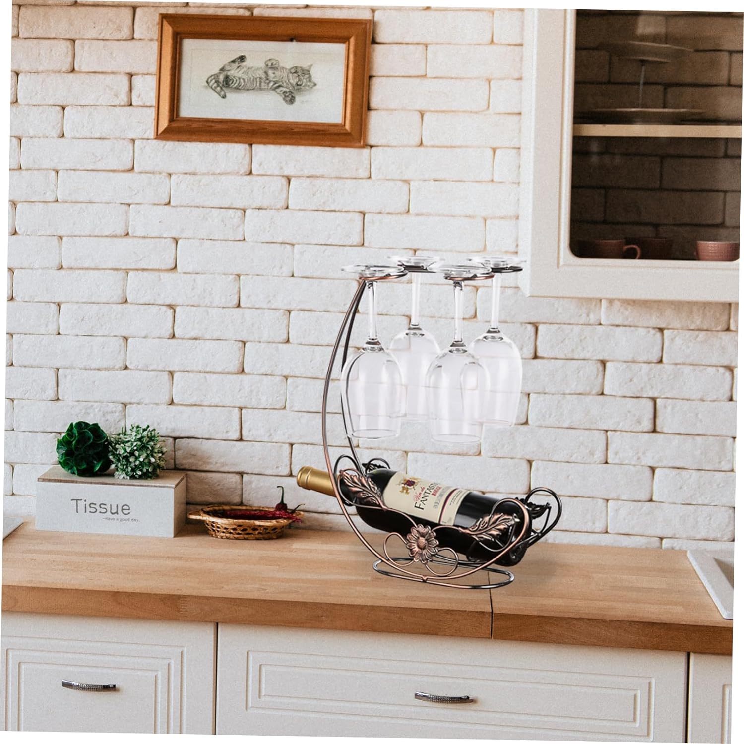 Cabilock Iron Wine Bottle Goblet Rack