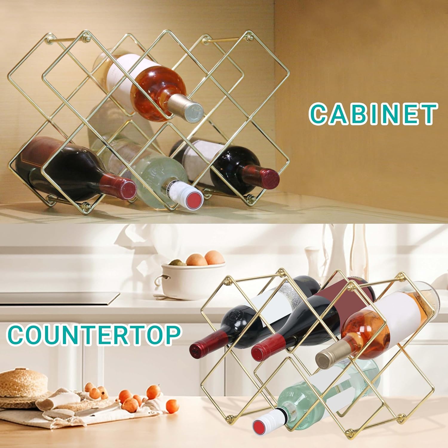 Glamorous Gold Countertop Wine Rack