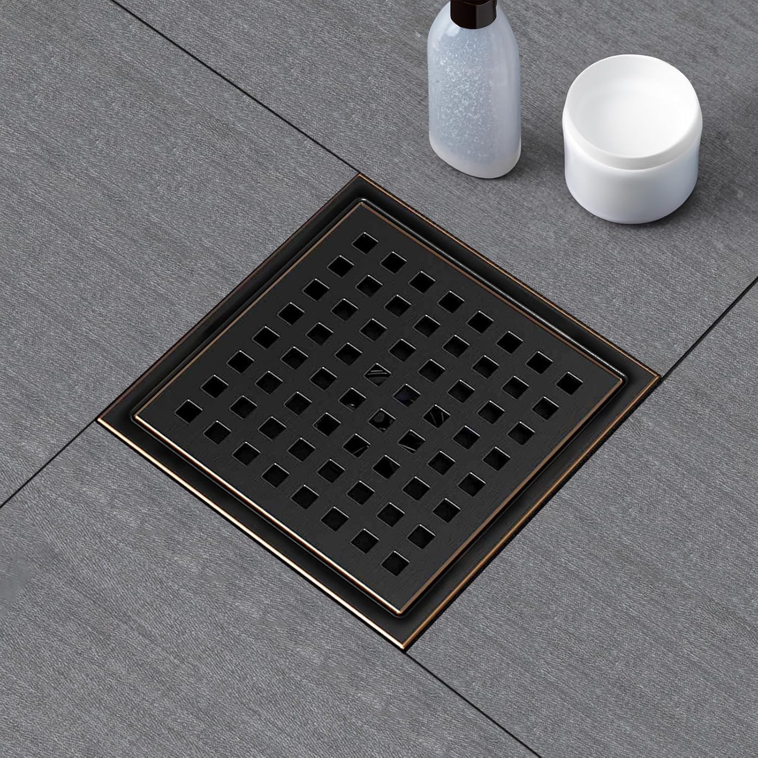SaniteModar 6 Inch Shower Floor Drain with Flange and Removable Grid Panel