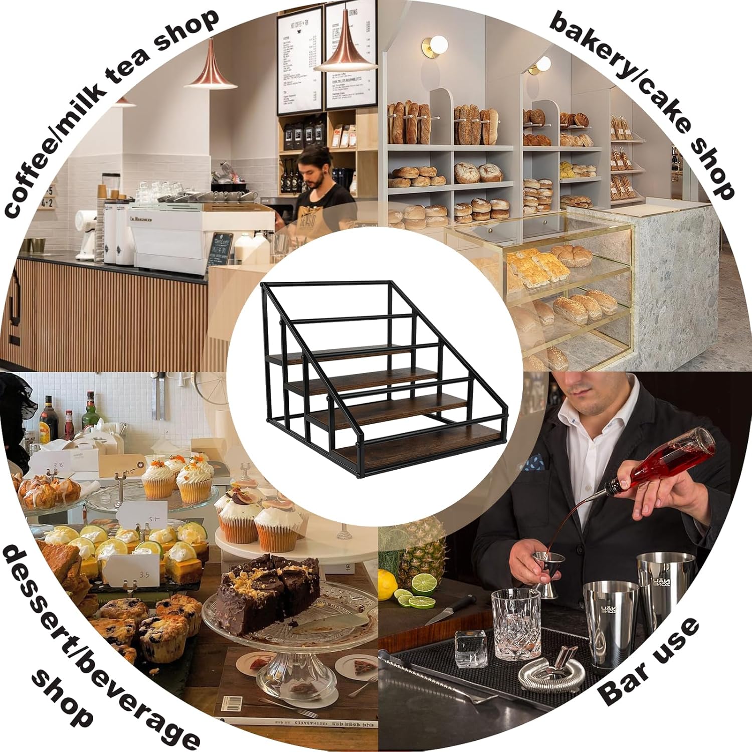 YQBRAO Coffee Syrup Rack Organizer 2 Pack 4 Tier