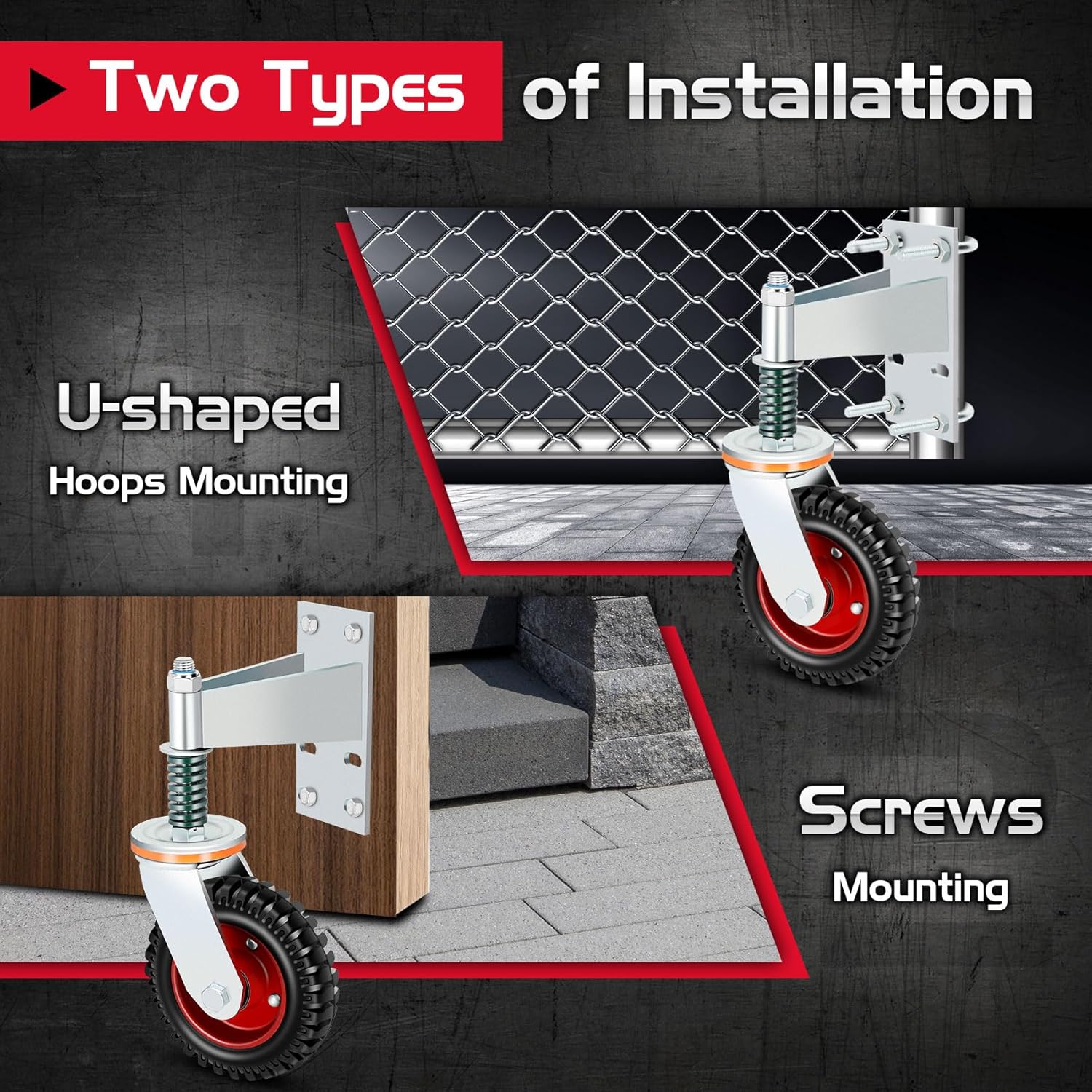 6 Inch Heavy Duty Fence Gate Wheel with 360 Degree Rotation