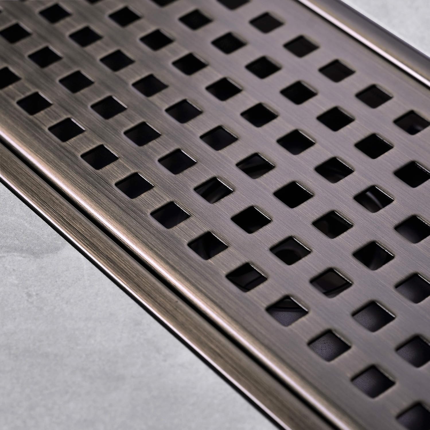 Orhemus Linear Shower Drain with Brushed Bronze Finish
