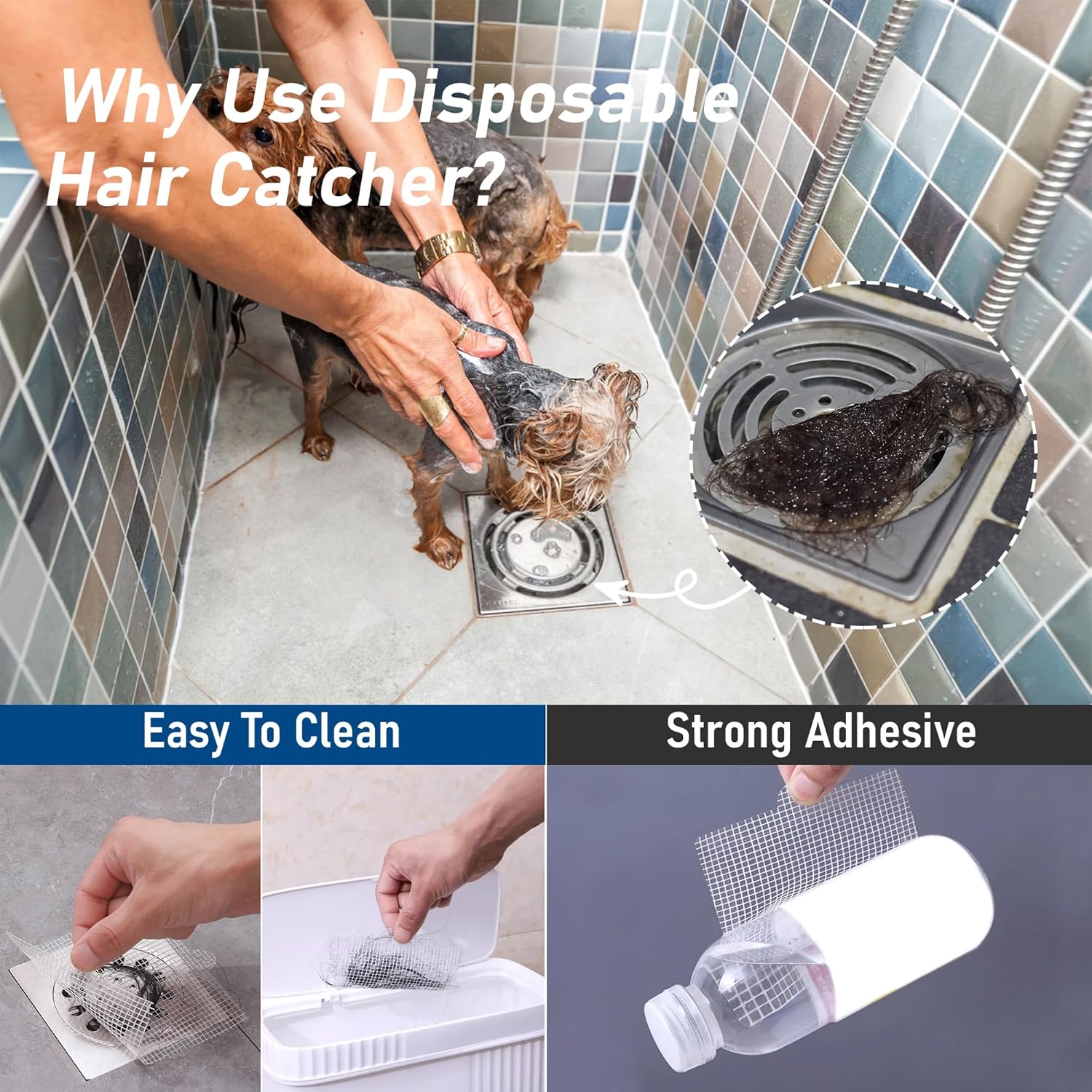 Qeke Disposable Hair Catcher Drain Stickers 50 Pack Square 41 Inch