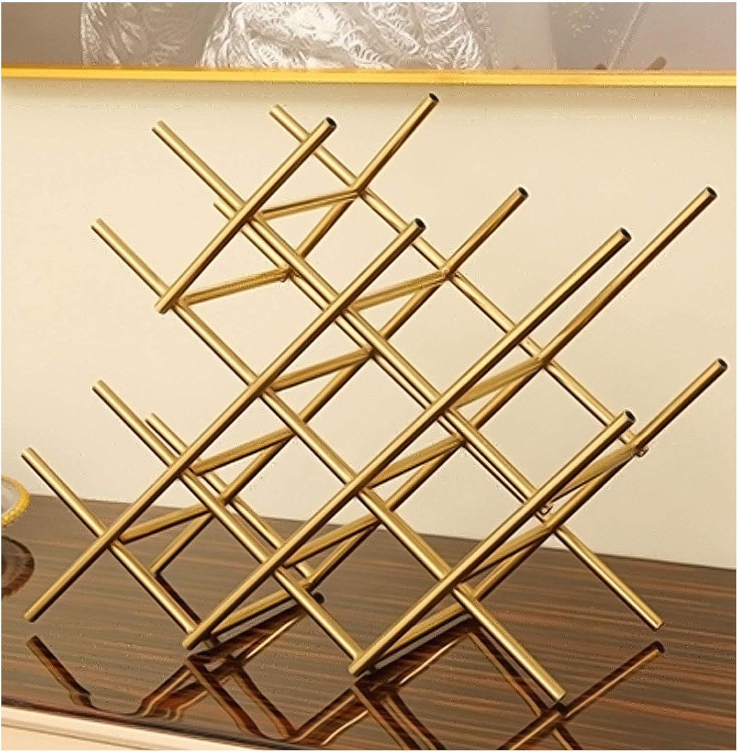 BOCbco Gold Wine Rack Holds 13 Bottles Tabletop