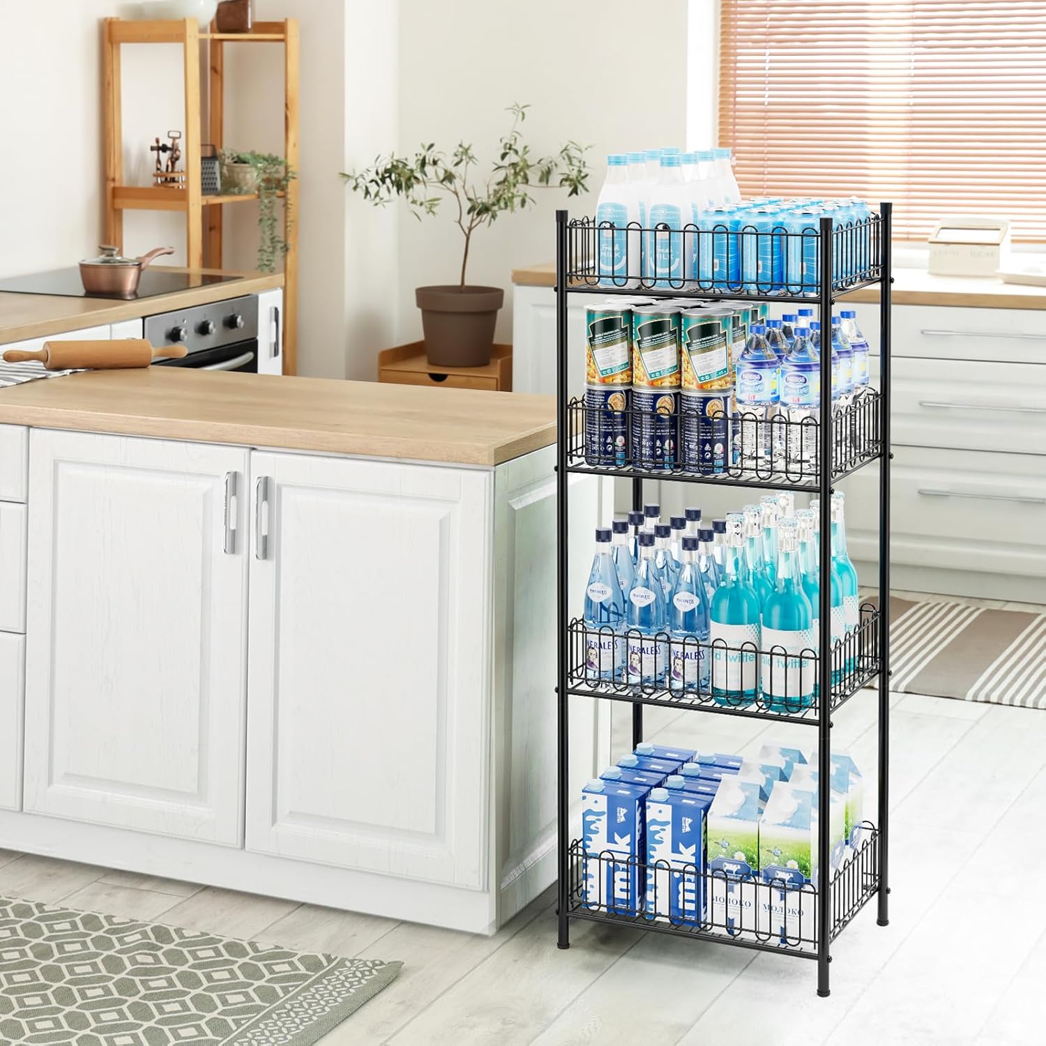 OYEAL 4 Tier Water Bottle Can Organizer for Kitchen Pantry