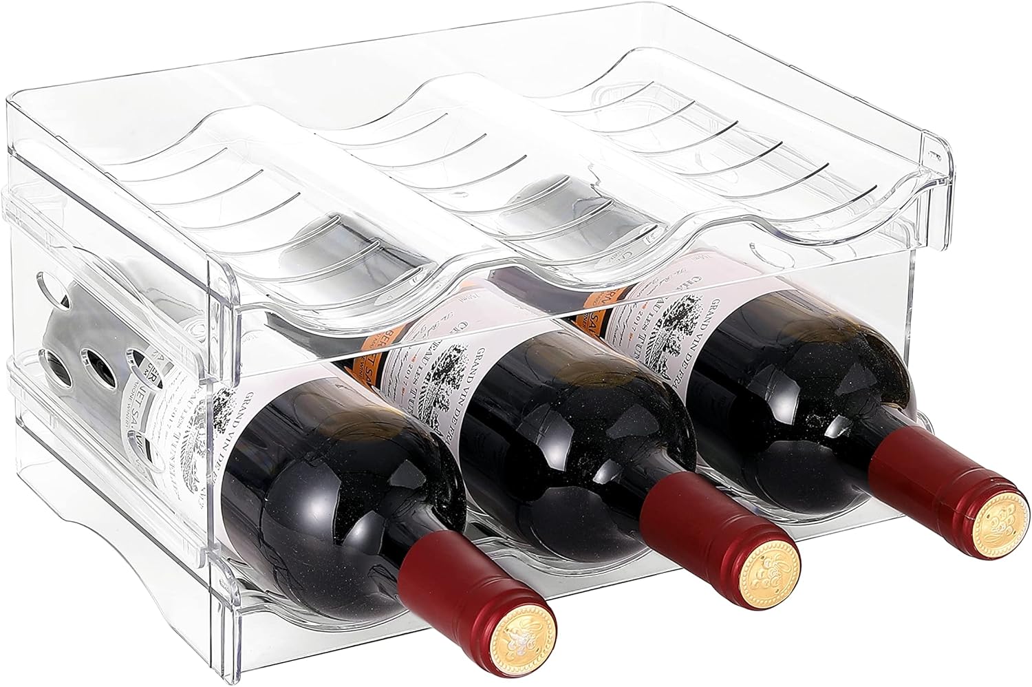 IEEK Plastic Stackable Bottle Storage Rack Clear 2 Pack
