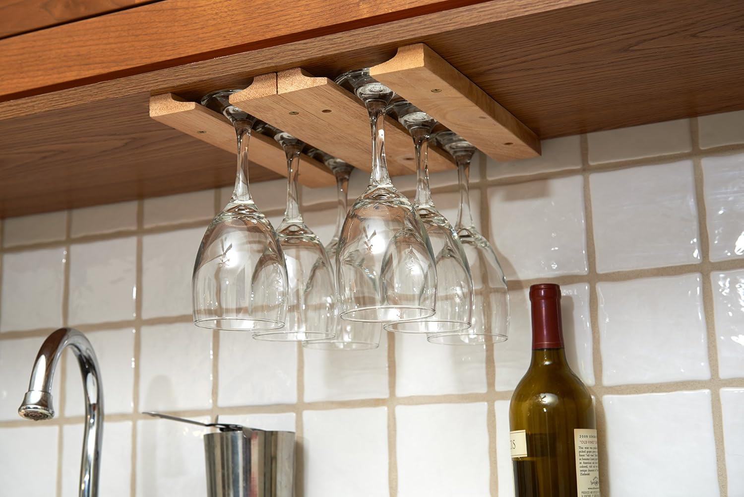 Fox Run Wooden Wine Glass Holder Rack - 11x7x075 Inches Brown
