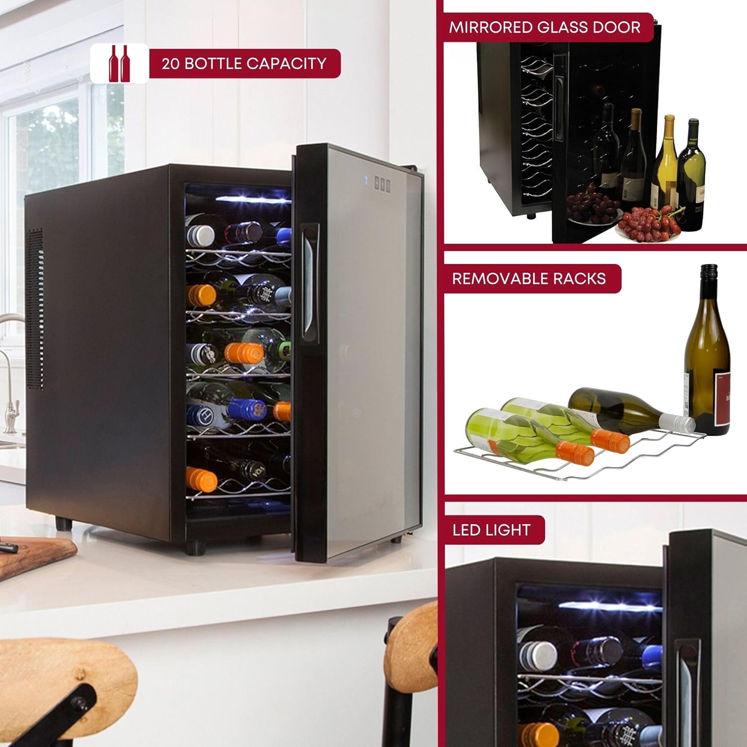 Koolatron 20 Bottle Wine Cooler with UV Glass Door