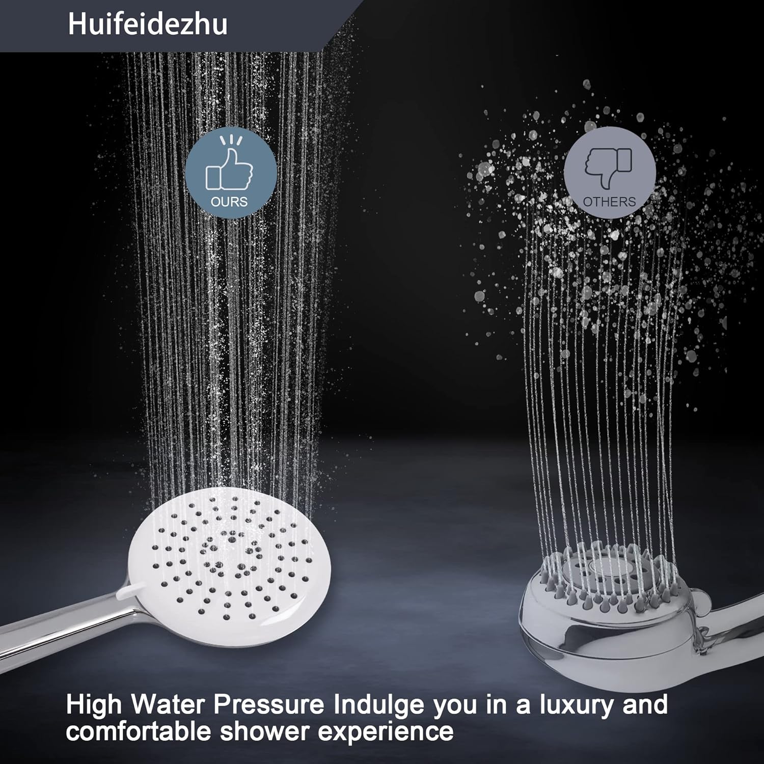 Huifeidezhu Handheld Shower Head 3 In 1 Spray Mode