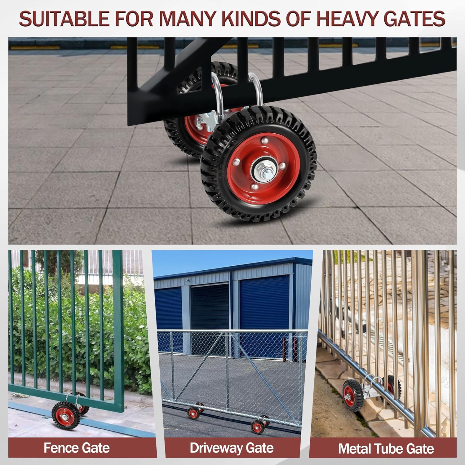 Aukivon 6 Inch Rubber Gate Wheel with Double U-Bolts