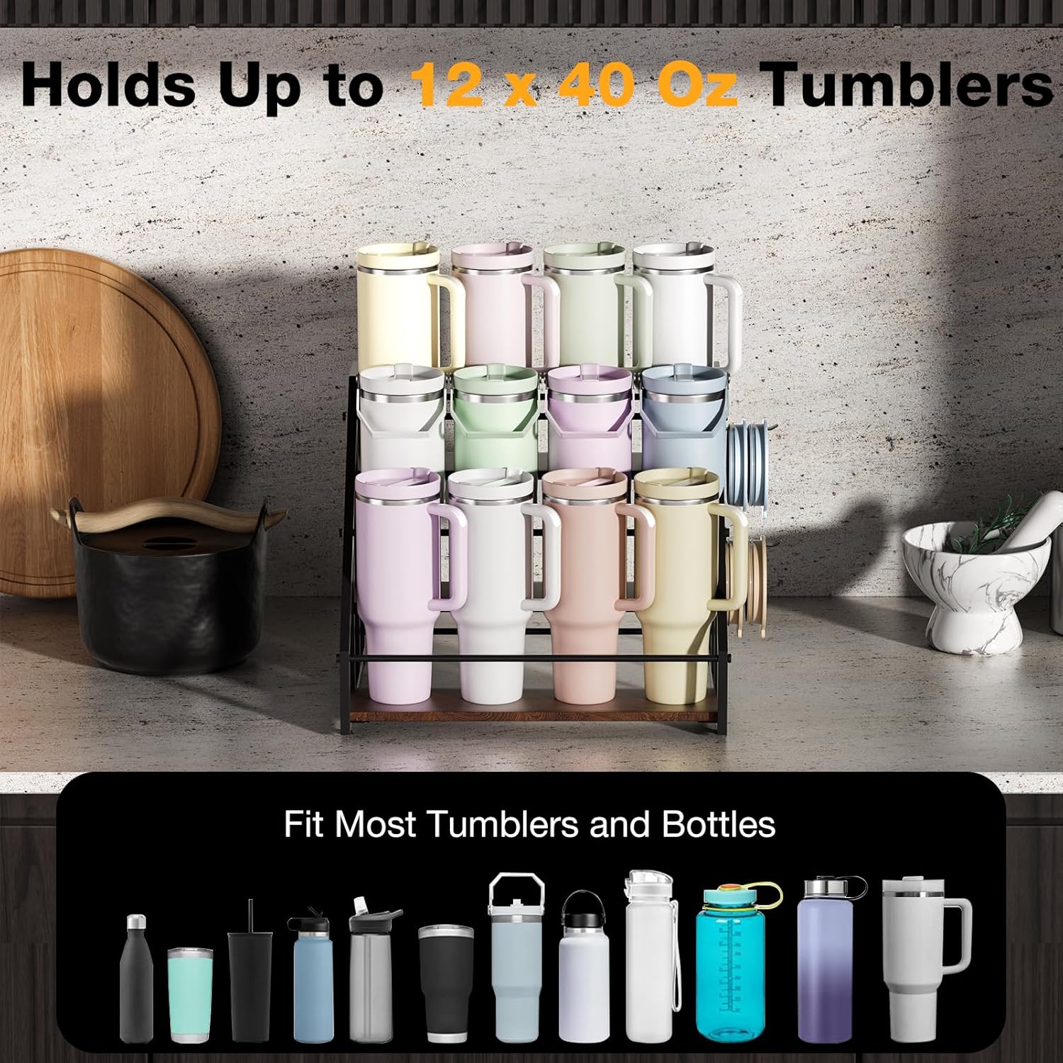 MOJOHAND 3 Tier Water Bottle Rack Organizer