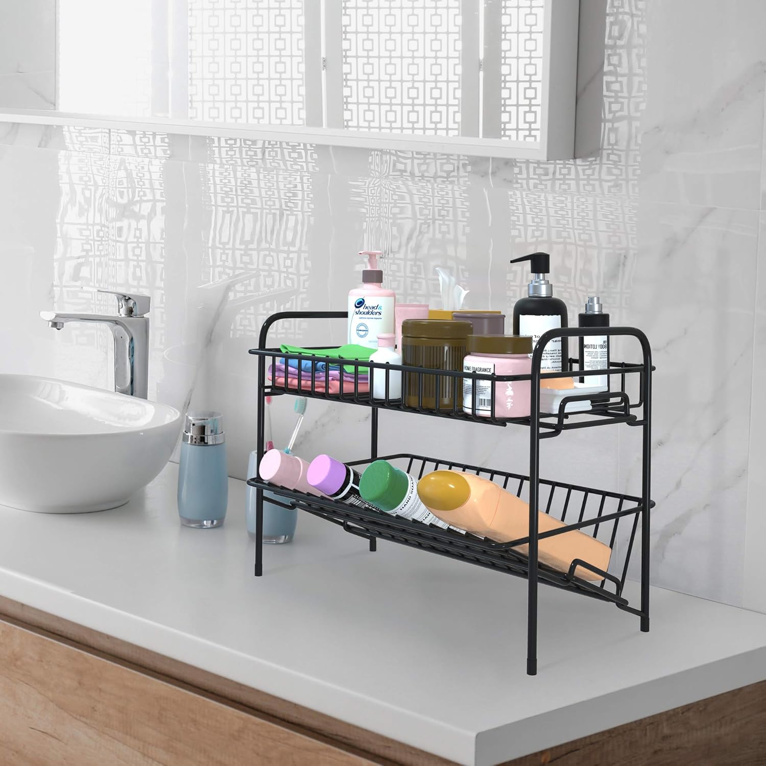HengLiSam 2 Tier Spice Rack Organizer Black