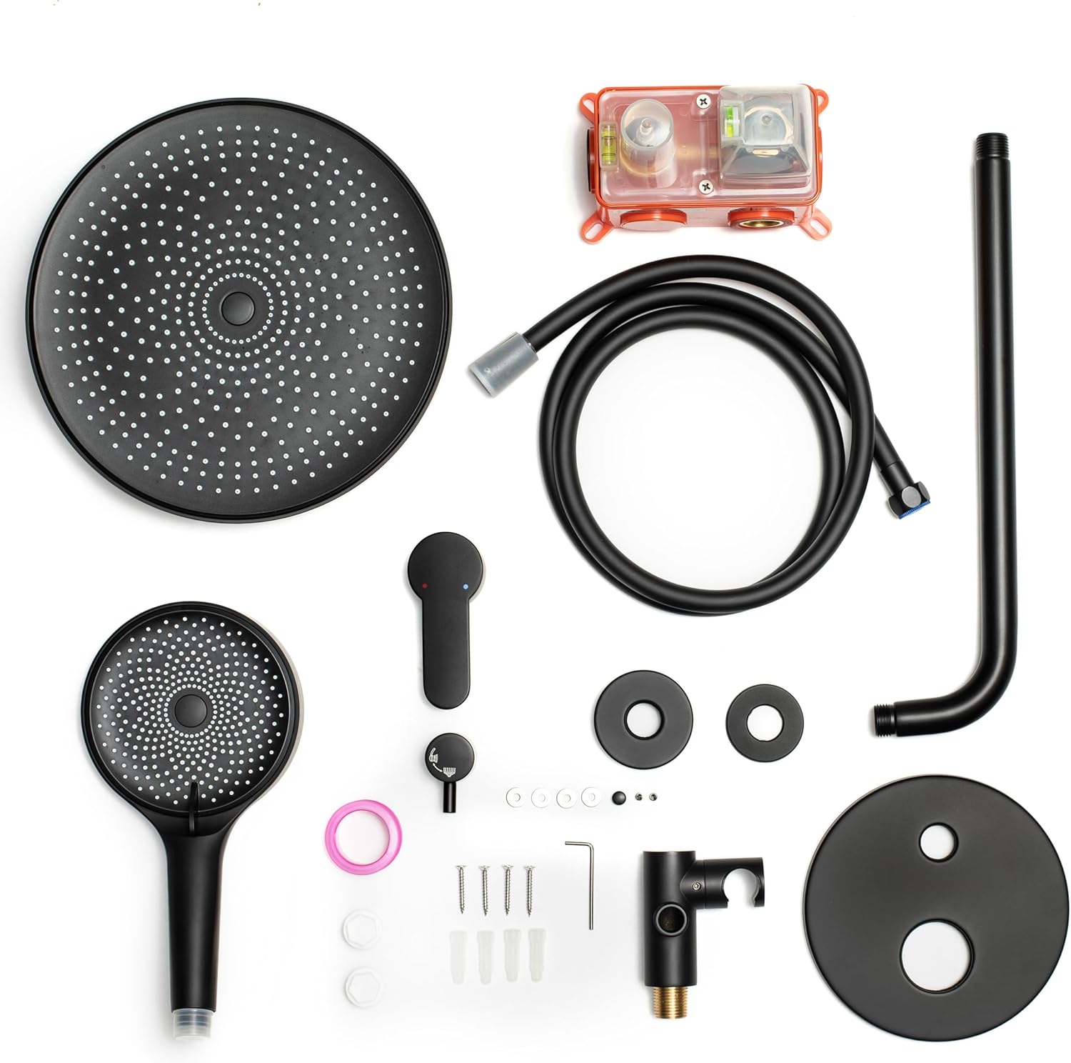 Rainfall Shower System with Handheld Hose and Trim - Matte Black
