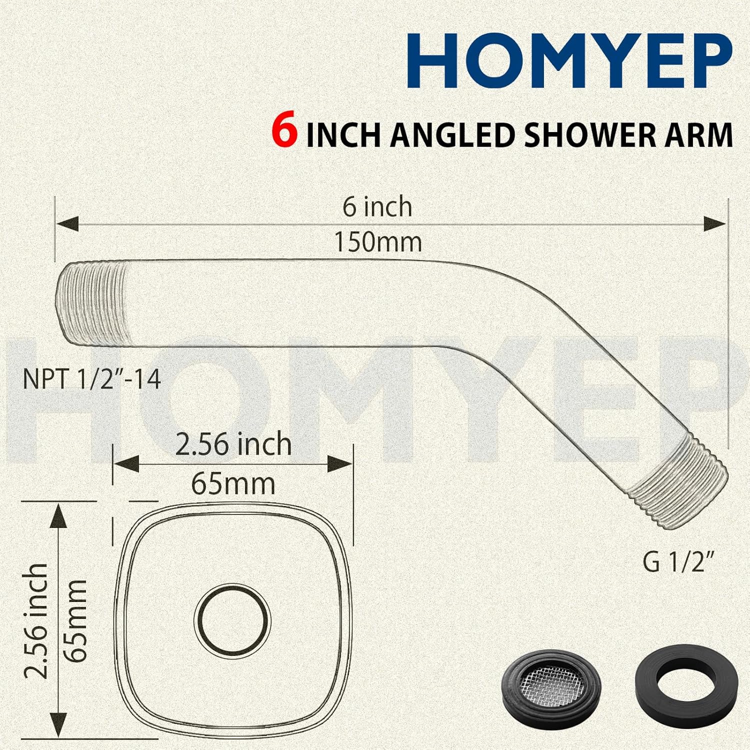 Oil Rubbed Bronze Angled Shower Arm with Flange 6 Inch 1