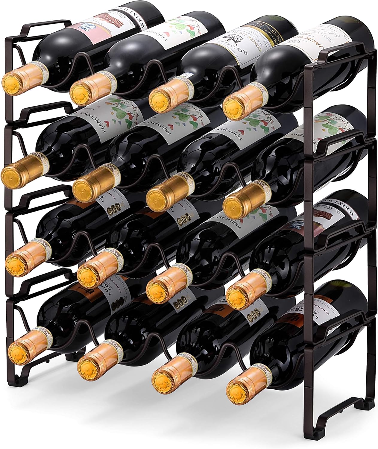 Simple Trending 4-Tier Wine Rack with Bronze Finish