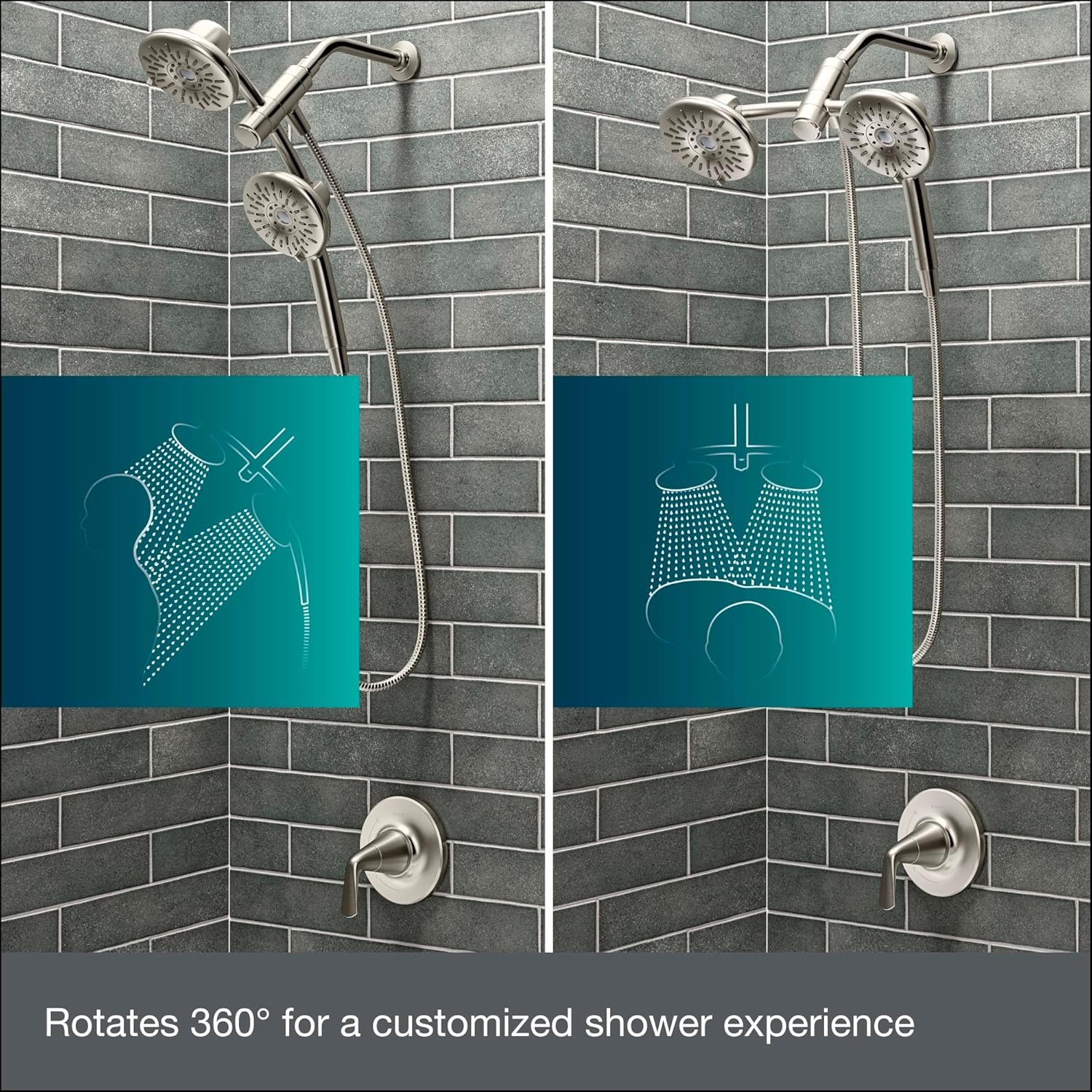 KOHLER Freespin Bellerose 3-Spray Dual Wall Mount Fixed Handheld Shower Head