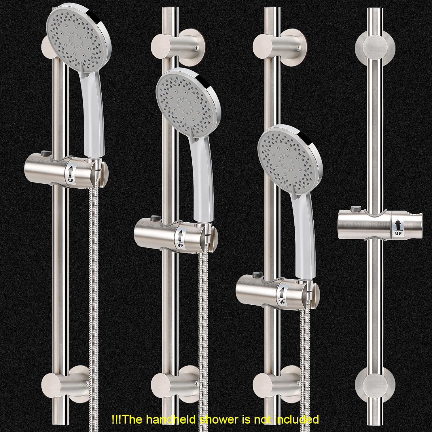 NearMoon Adjustable Shower Slide Bar with 24 Inch Length and Brushed Nickel Finish